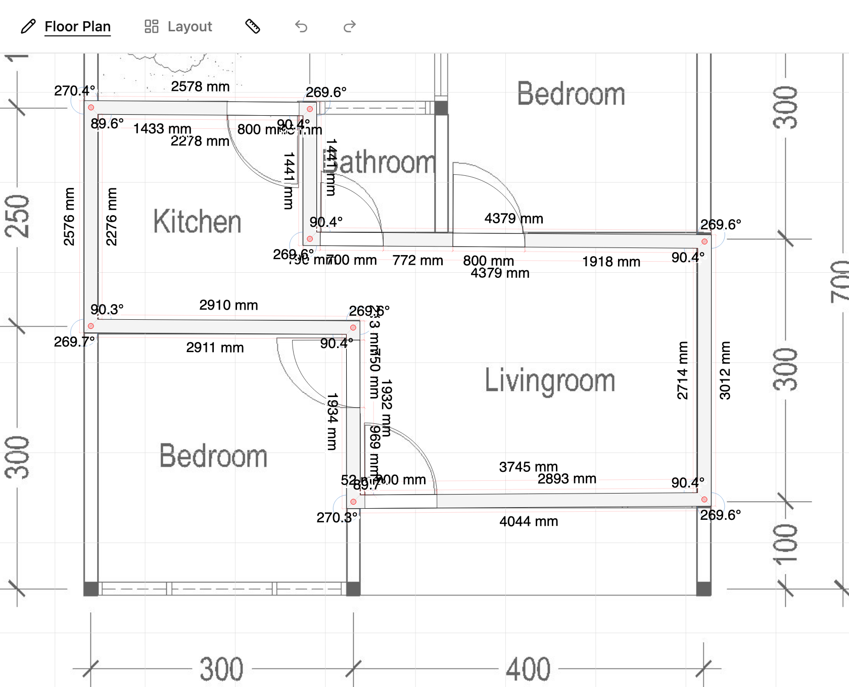 Walls traced over a scaled guide image in TilingPlan