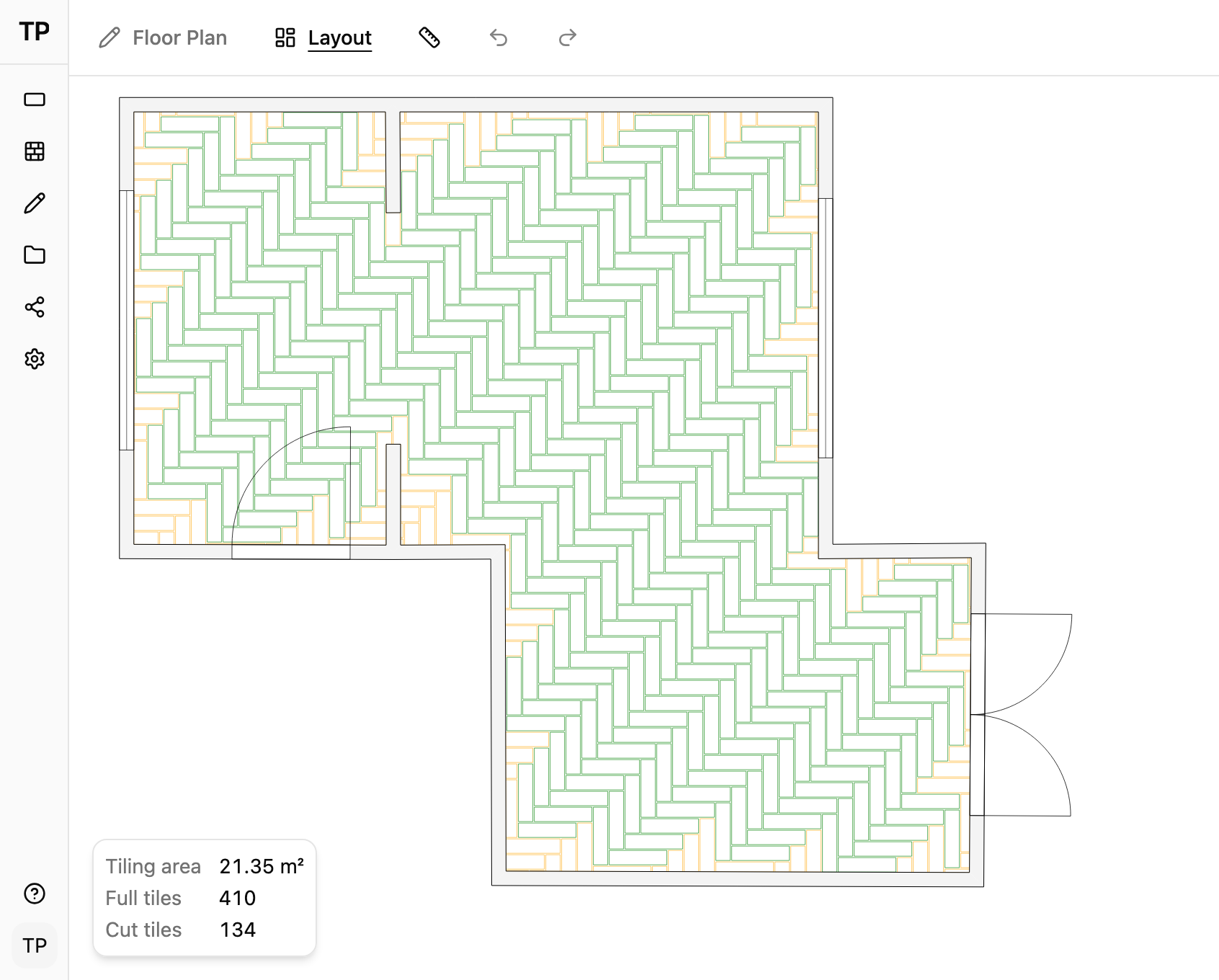 TilingPlan workspace with Floor Plan mode and sidebar panels